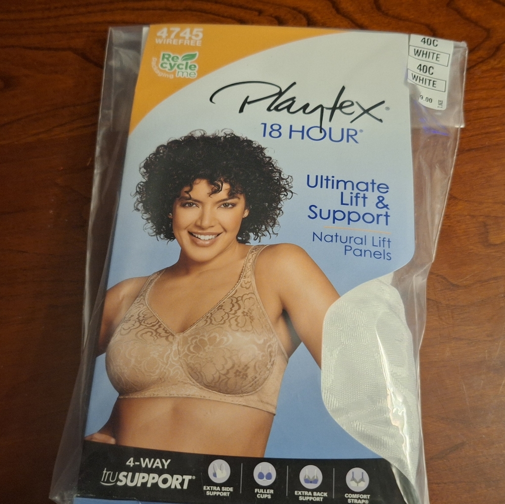 NWT Playtex White 18 Hour Bra Size 40C